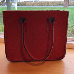 Orange felt tote bag